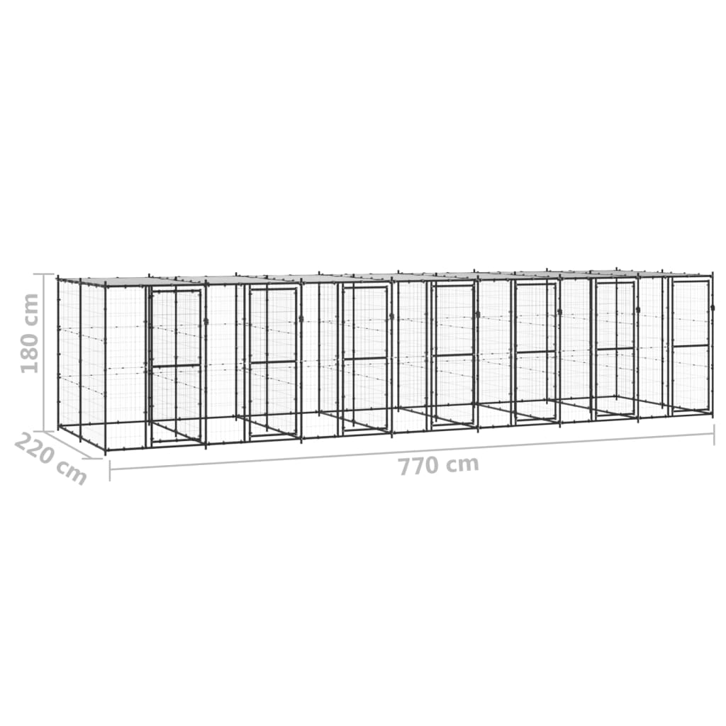 udendørs hundebur med tag 16,94 m² stål