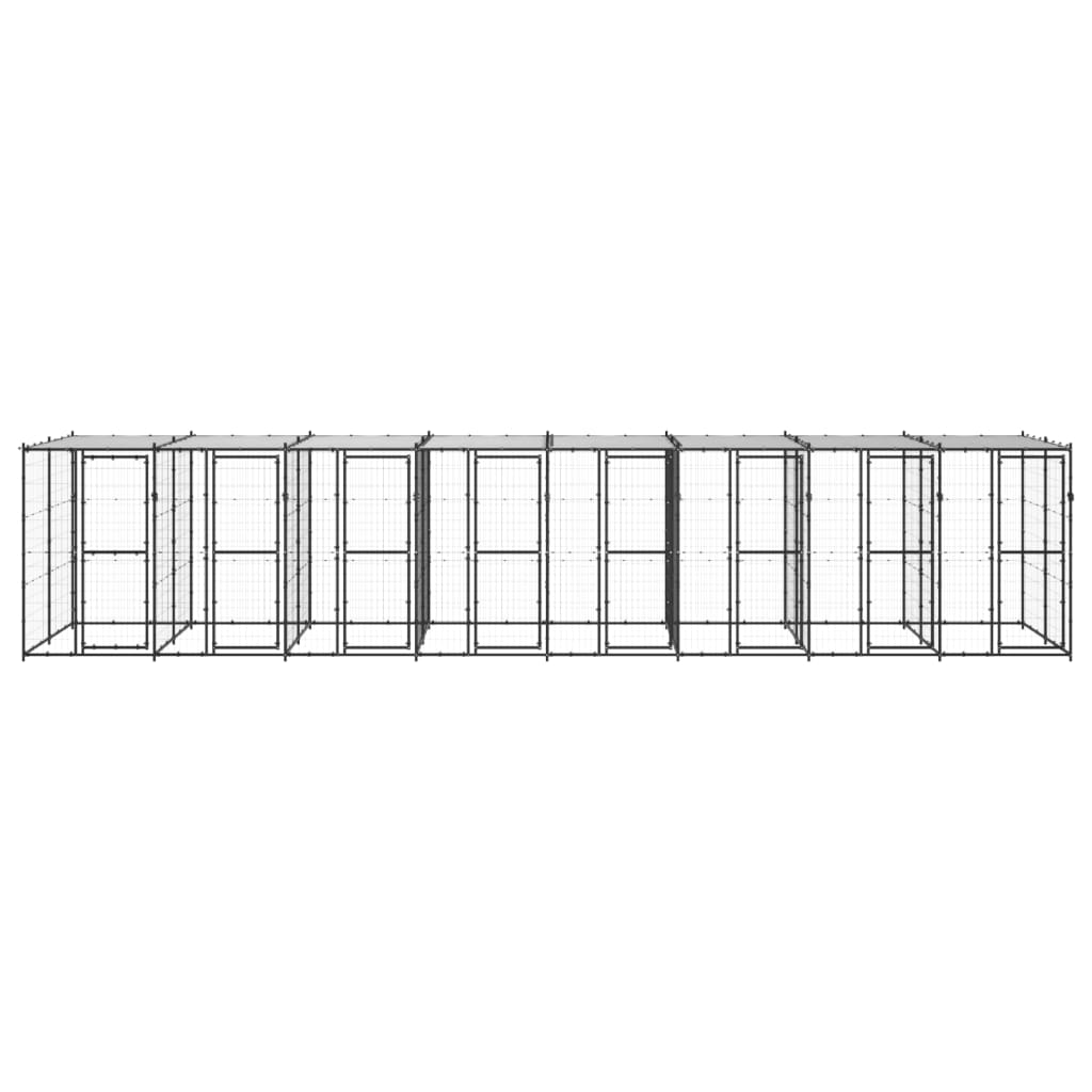 udendørs hundebur med tag 19,36 m² stål