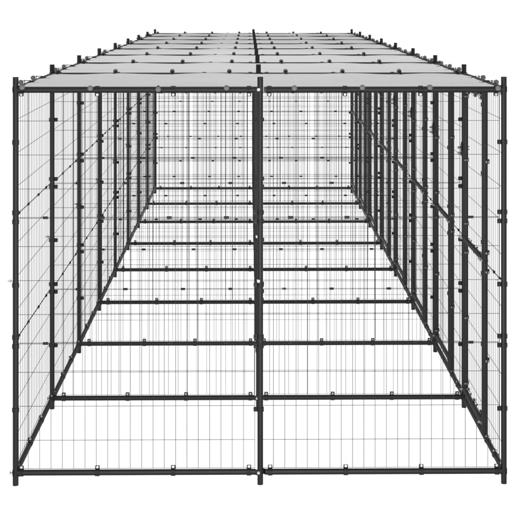 udendørs hundebur med tag 19,36 m² stål