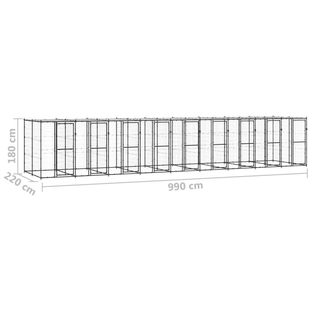 udendørs hundebur med tag 21,78 m² stål
