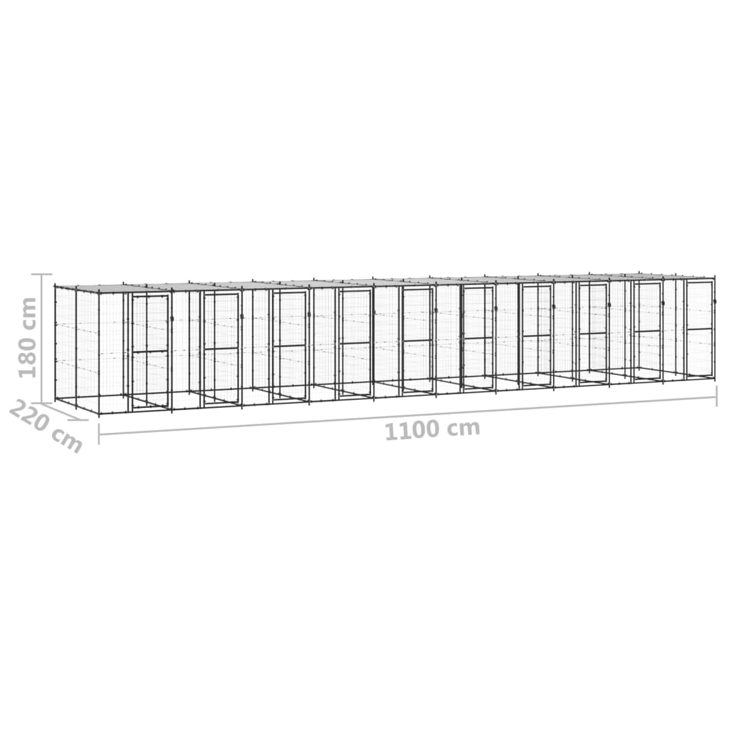 udendørs hundebur med tag 24,2 m² stål