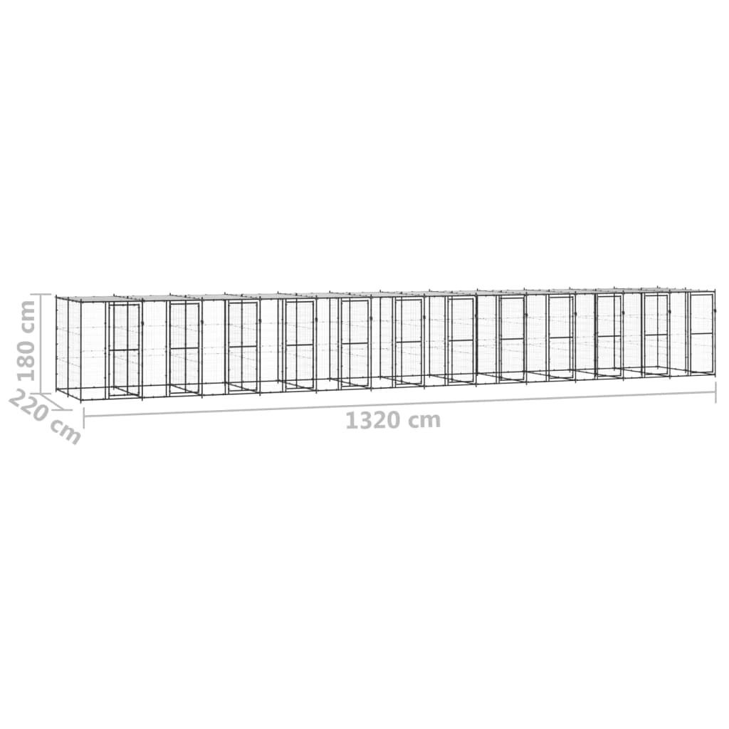 udendørs hundebur med tag 29,04 m² stål