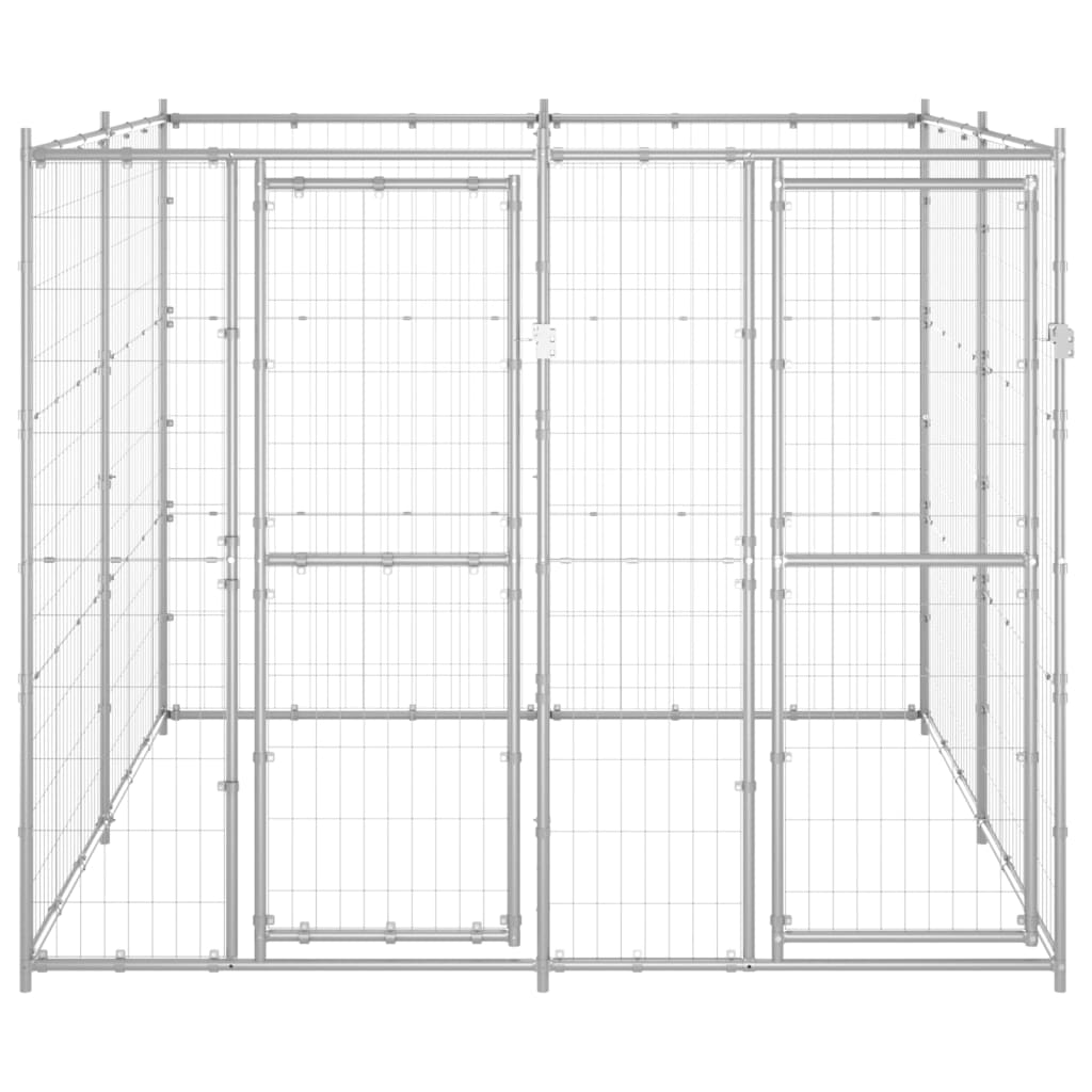 udendørs hundebur 4,84 m² galvaniseret stål