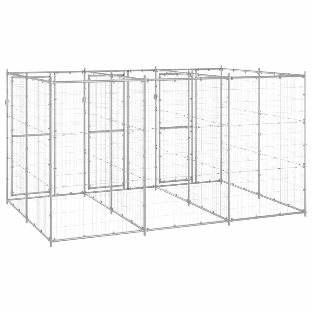 udendørs hundebur 7,26 m² galvaniseret stål