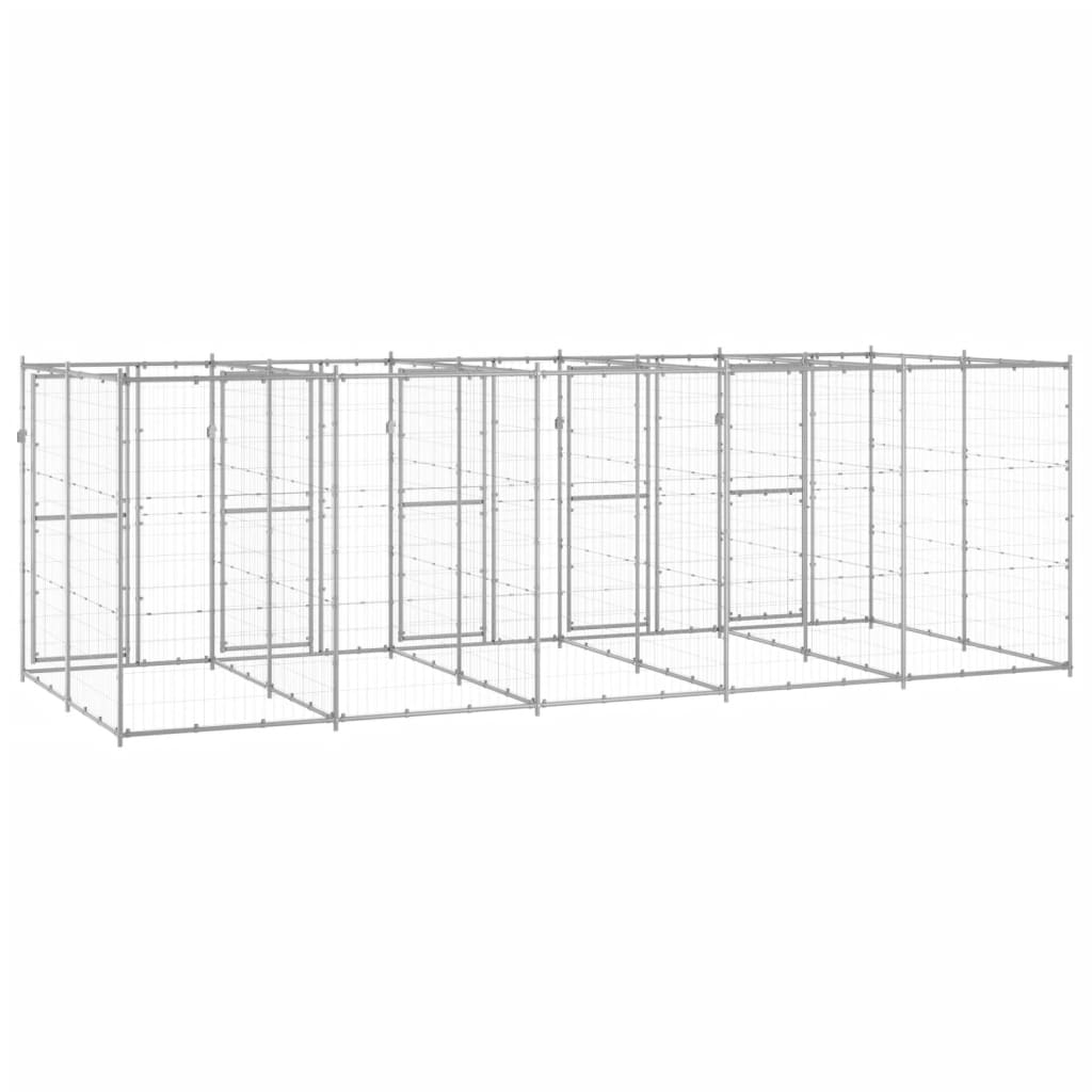 udendørs hundebur 12,1 m² galvaniseret stål