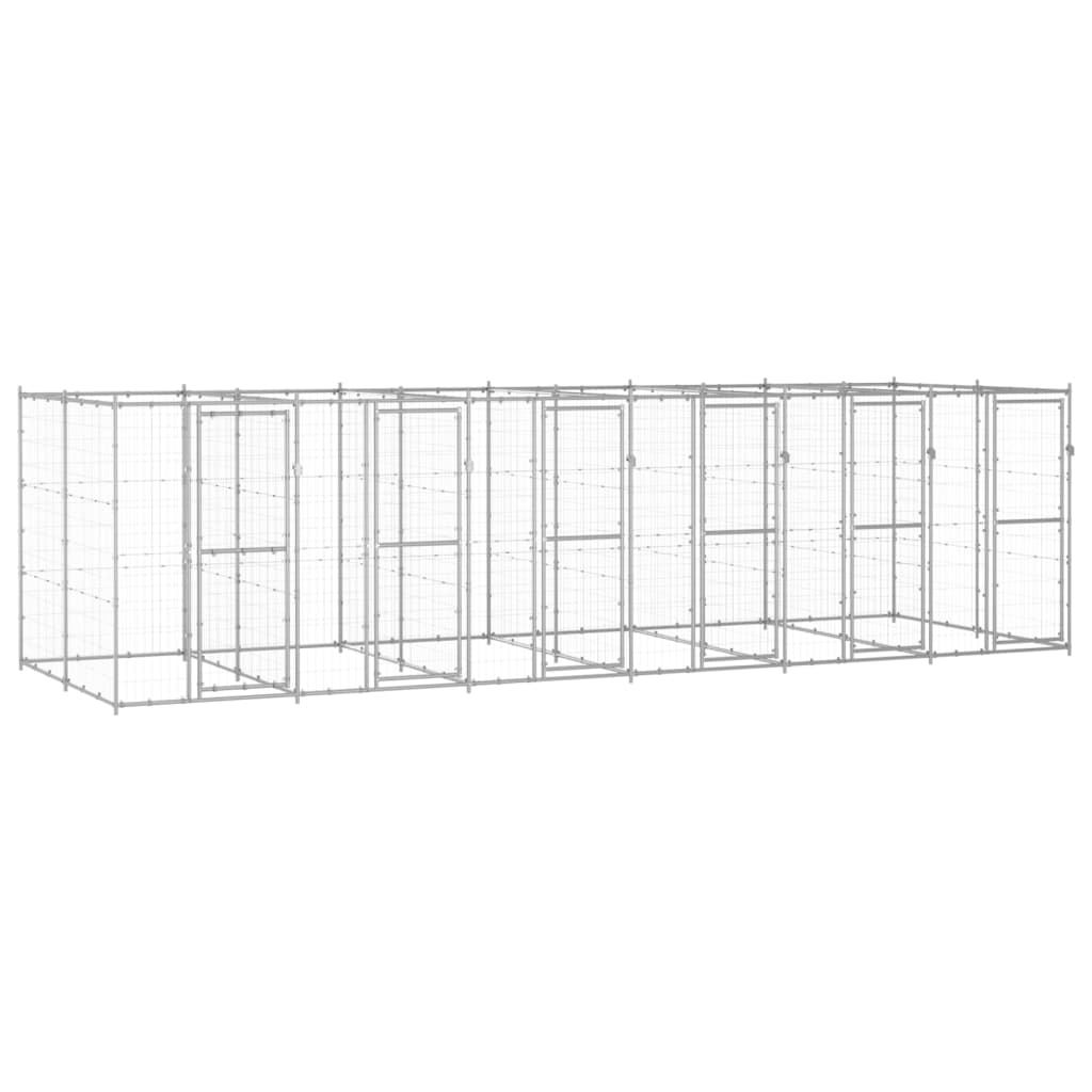 udendørs hundebur 14,52 m² galvaniseret stål