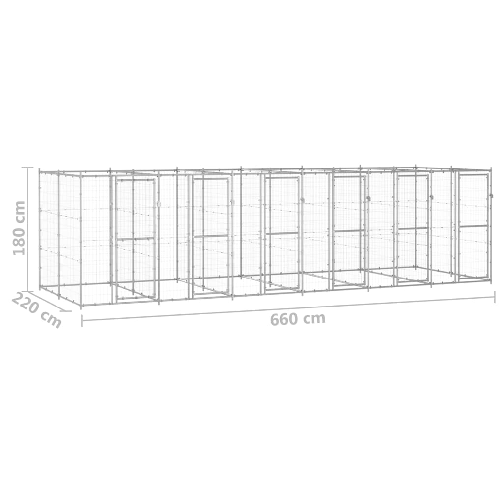 udendørs hundebur 14,52 m² galvaniseret stål
