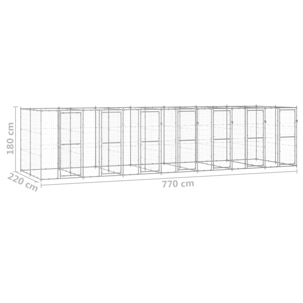 udendørs hundebur 16,94 m² galvaniseret stål