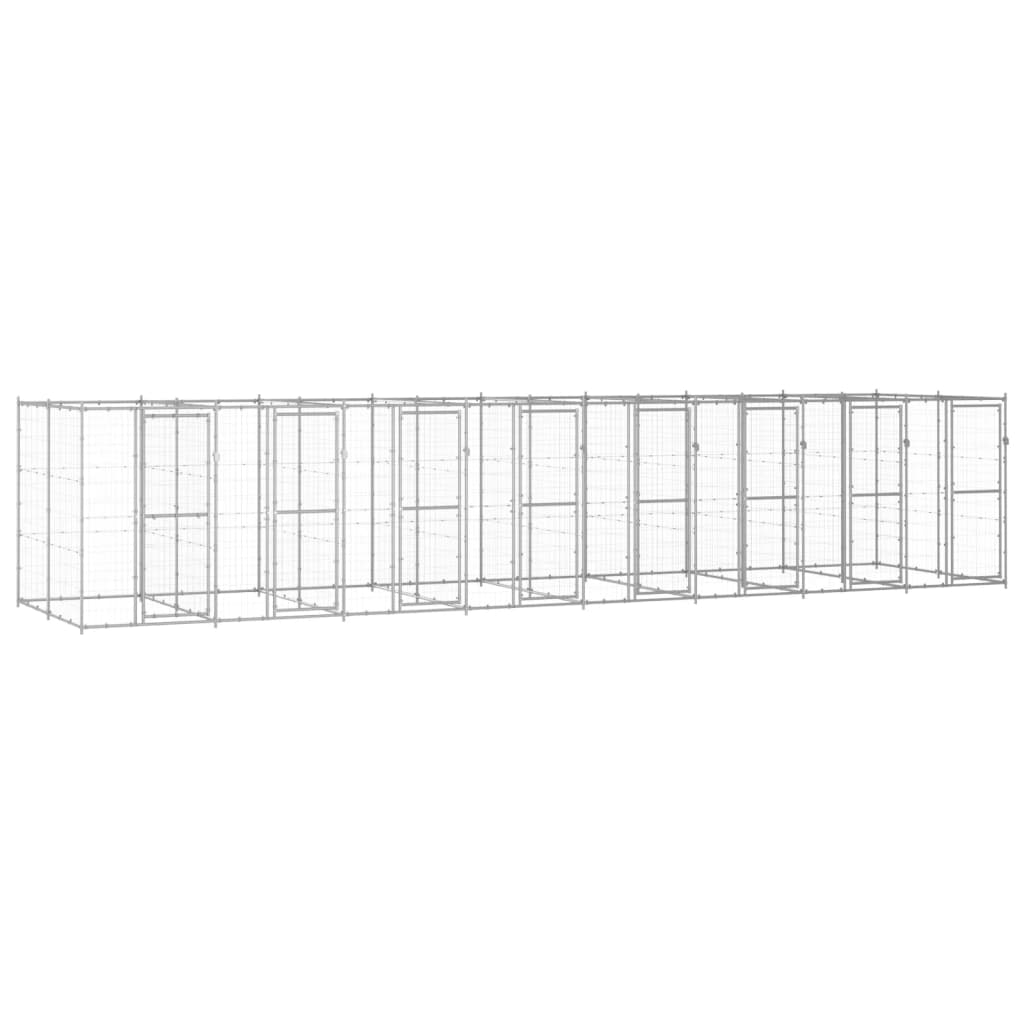 udendørs hundebur 19,36 m² galvaniseret stål
