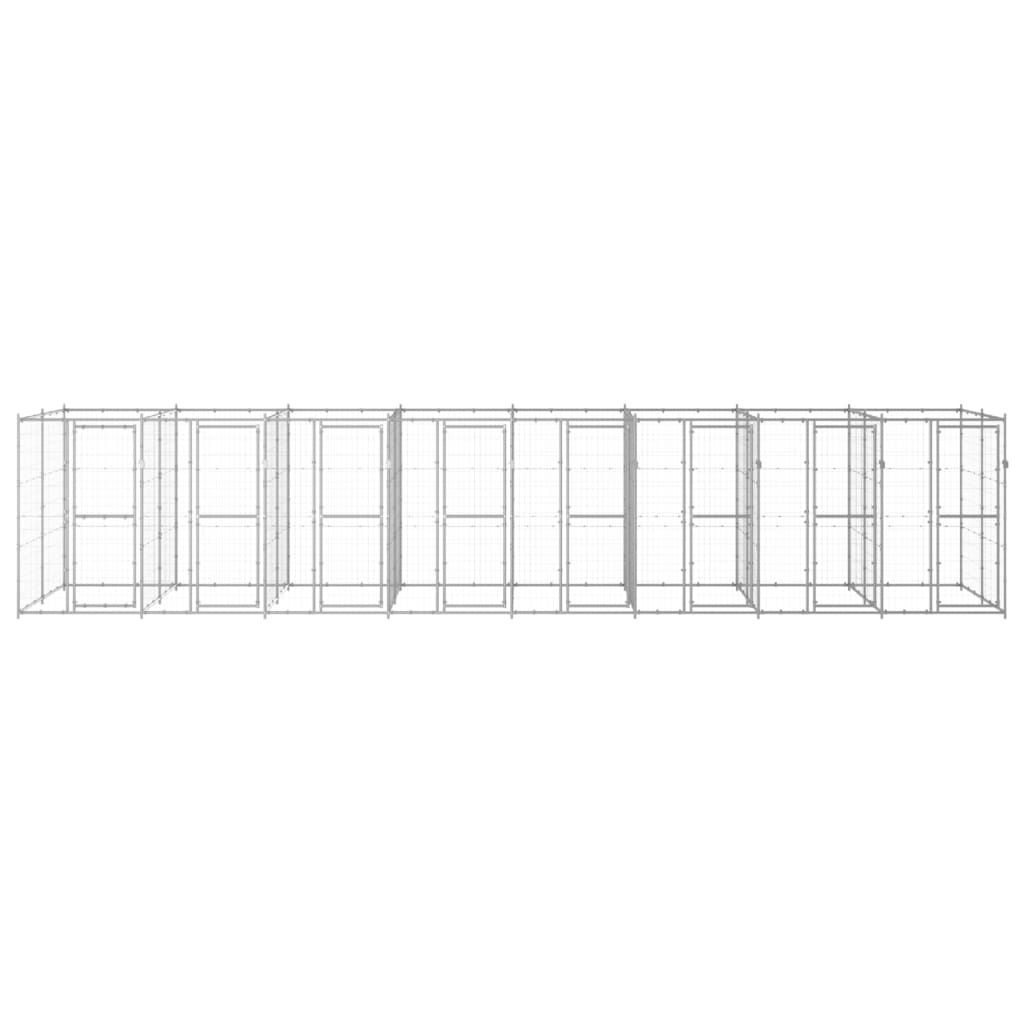 udendørs hundebur 19,36 m² galvaniseret stål