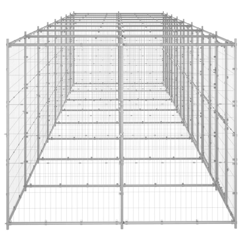 udendørs hundebur 19,36 m² galvaniseret stål