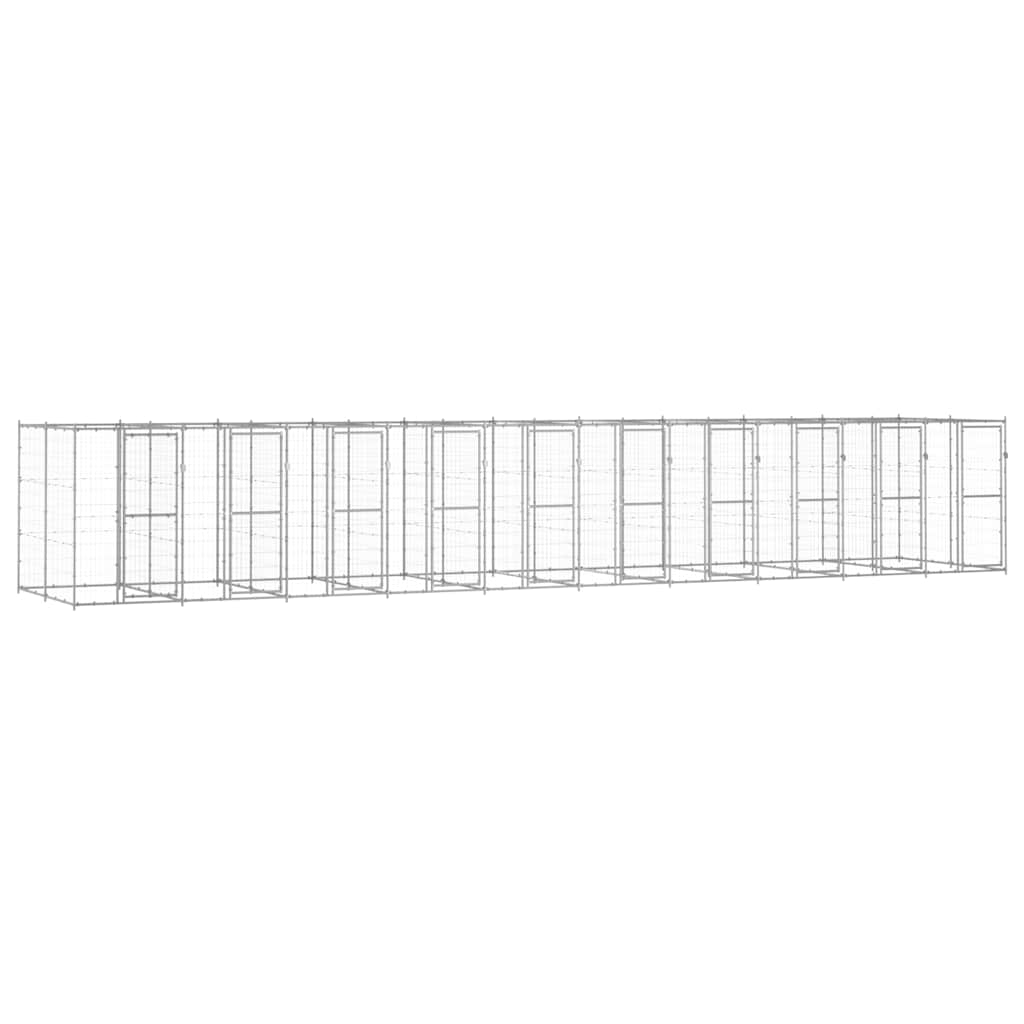 udendørs hundebur 24,2 m² galvaniseret stål