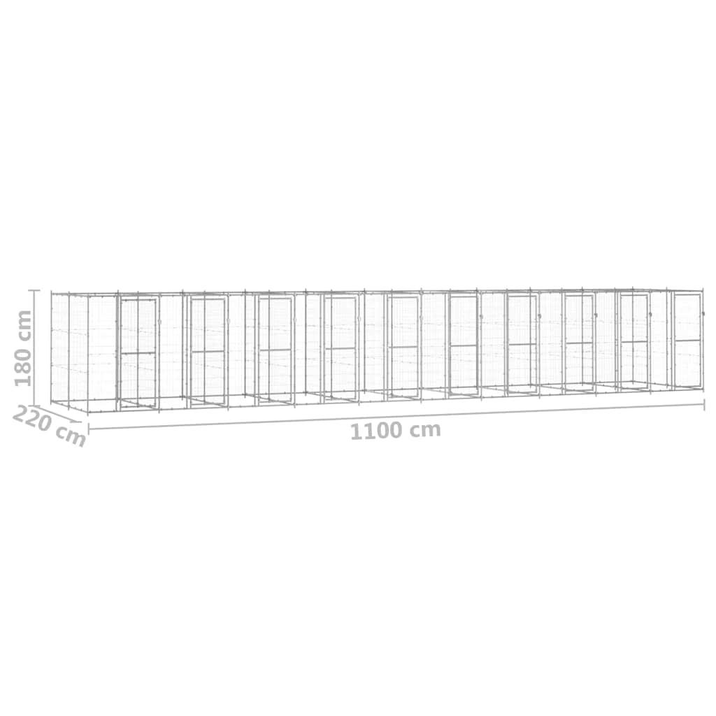 udendørs hundebur 24,2 m² galvaniseret stål