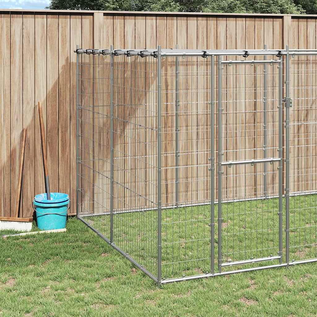udendørs hundebur med tag 7,26 m² galvaniseret stål