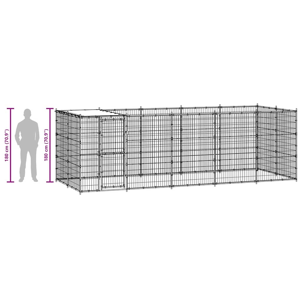 udendørs hundebur med tag 12,1 m² galvaniseret stål