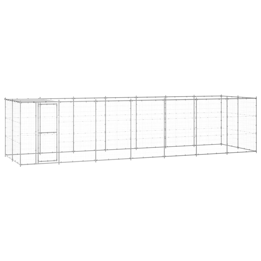 udendørs hundebur med tag 16,94 m² galvaniseret stål