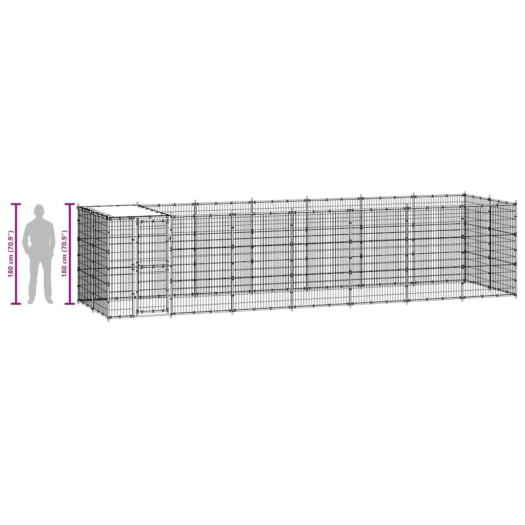 udendørs hundebur med tag 16,94 m² galvaniseret stål
