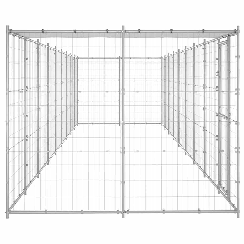 udendørs hundebur med tag 21,78 m² galvaniseret stål