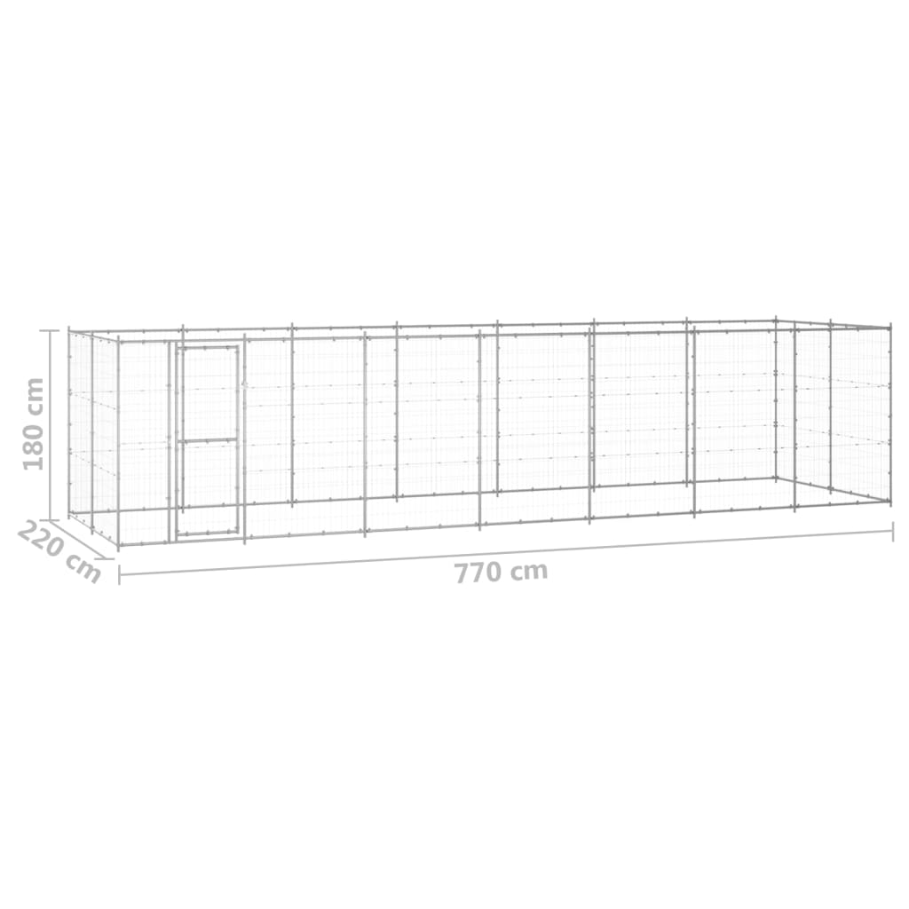udendørs hundebur 16,94 m² galvaniseret stål