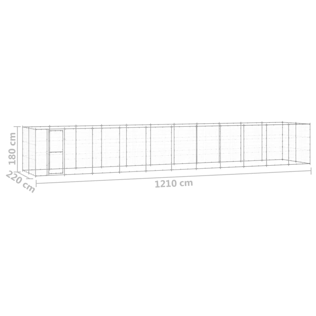 udendørs hundebur 26,62 m² galvaniseret stål