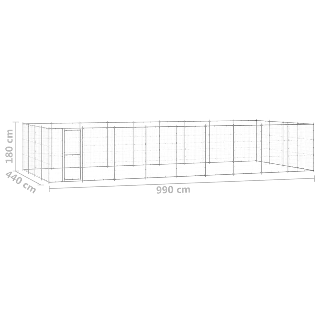 udendørs hundebur 43,56 m² galvaniseret stål