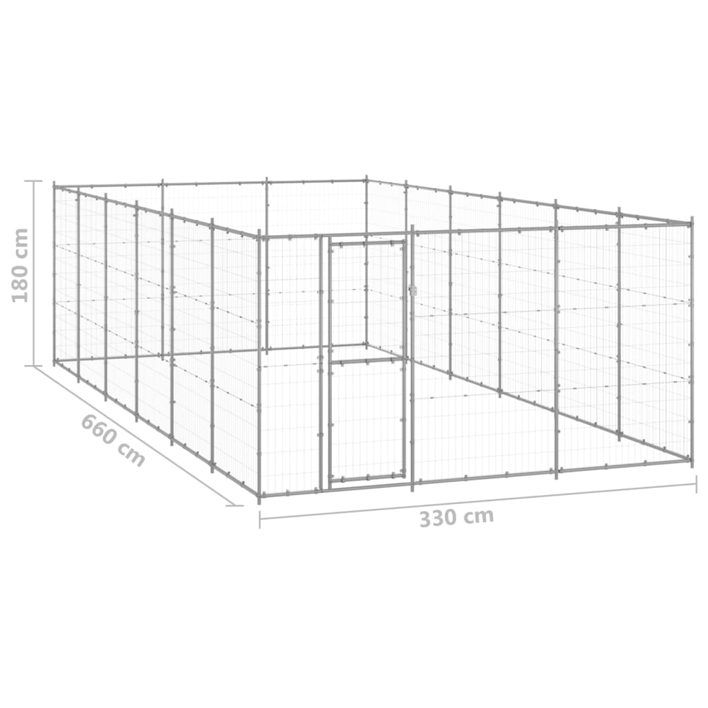 udendørs hundebur 21,78 m² galvaniseret stål