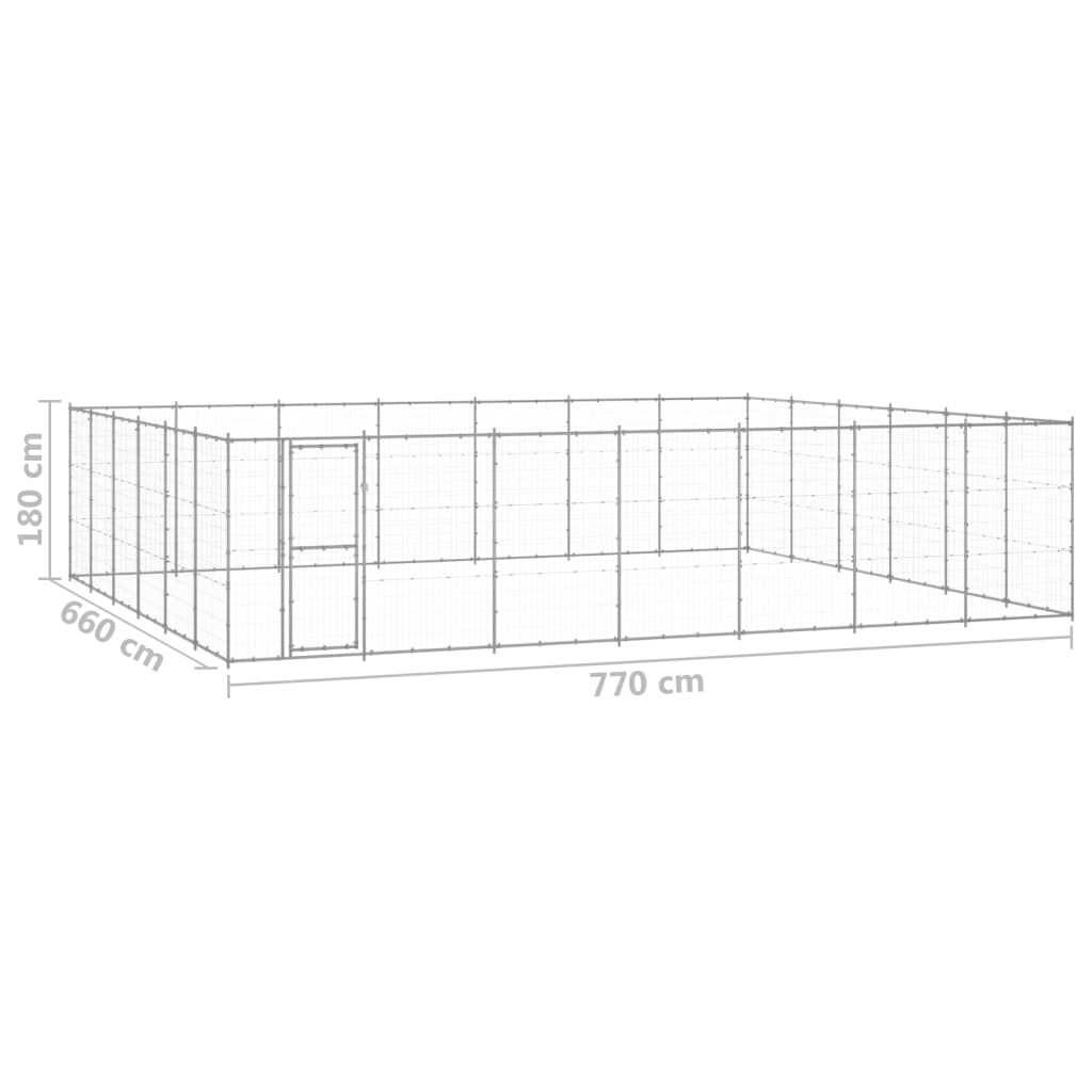 udendørs hundebur 50,82 m² galvaniseret stål