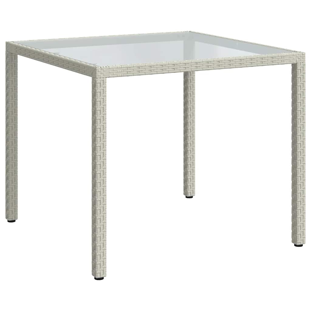 havebord 90x90x75 cm hærdet glas og polyrattan hvid