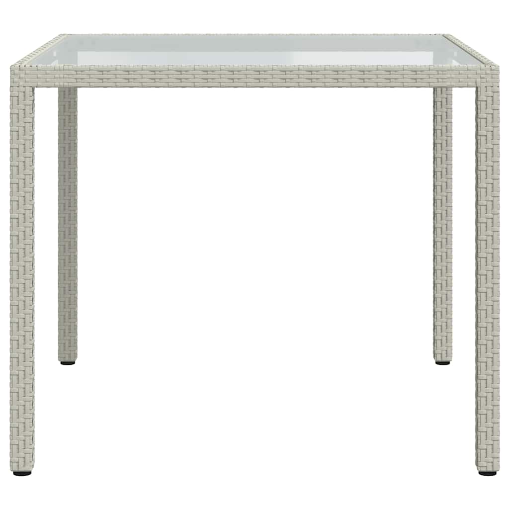 havebord 90x90x75 cm hærdet glas og polyrattan hvid