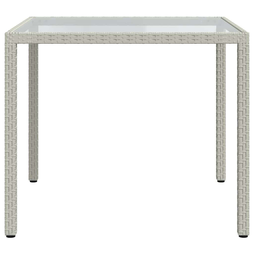 havebord 90x90x75 cm hærdet glas og polyrattan hvid