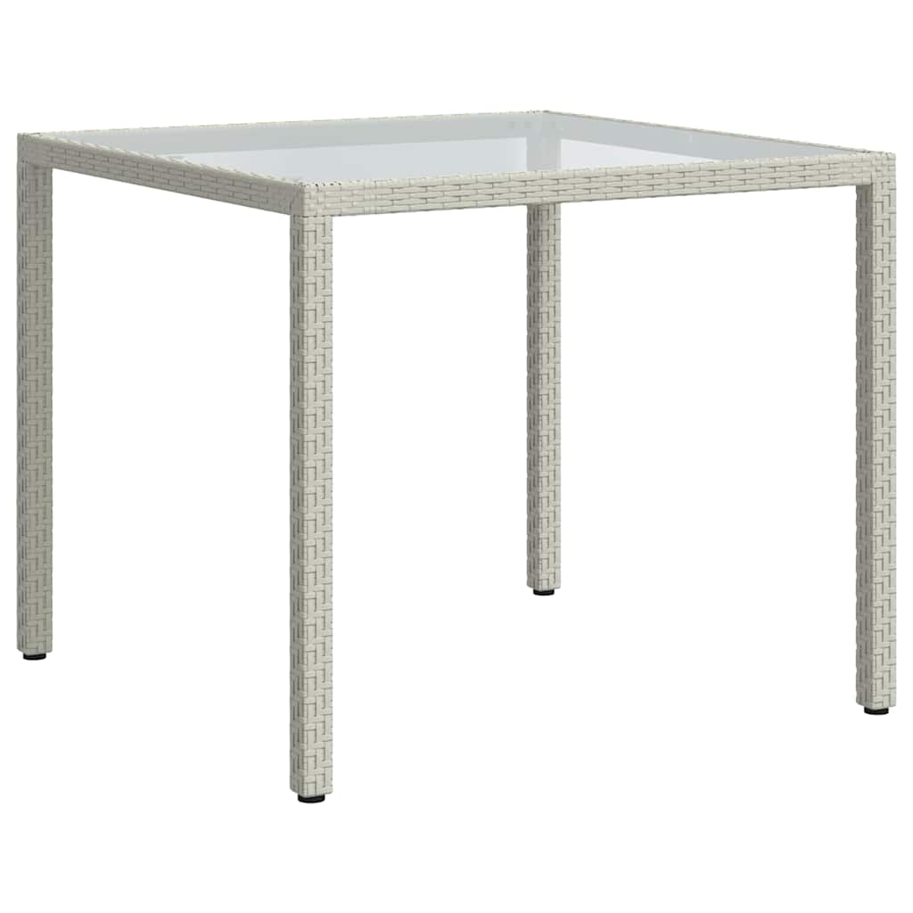 havebord 90x90x75 cm hærdet glas og polyrattan hvid