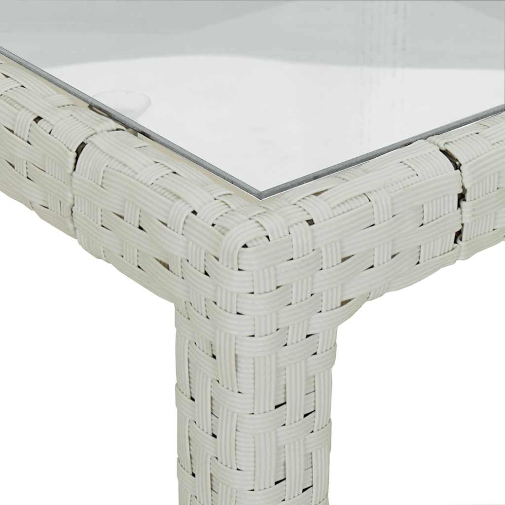 havebord 90x90x75 cm hærdet glas og polyrattan hvid