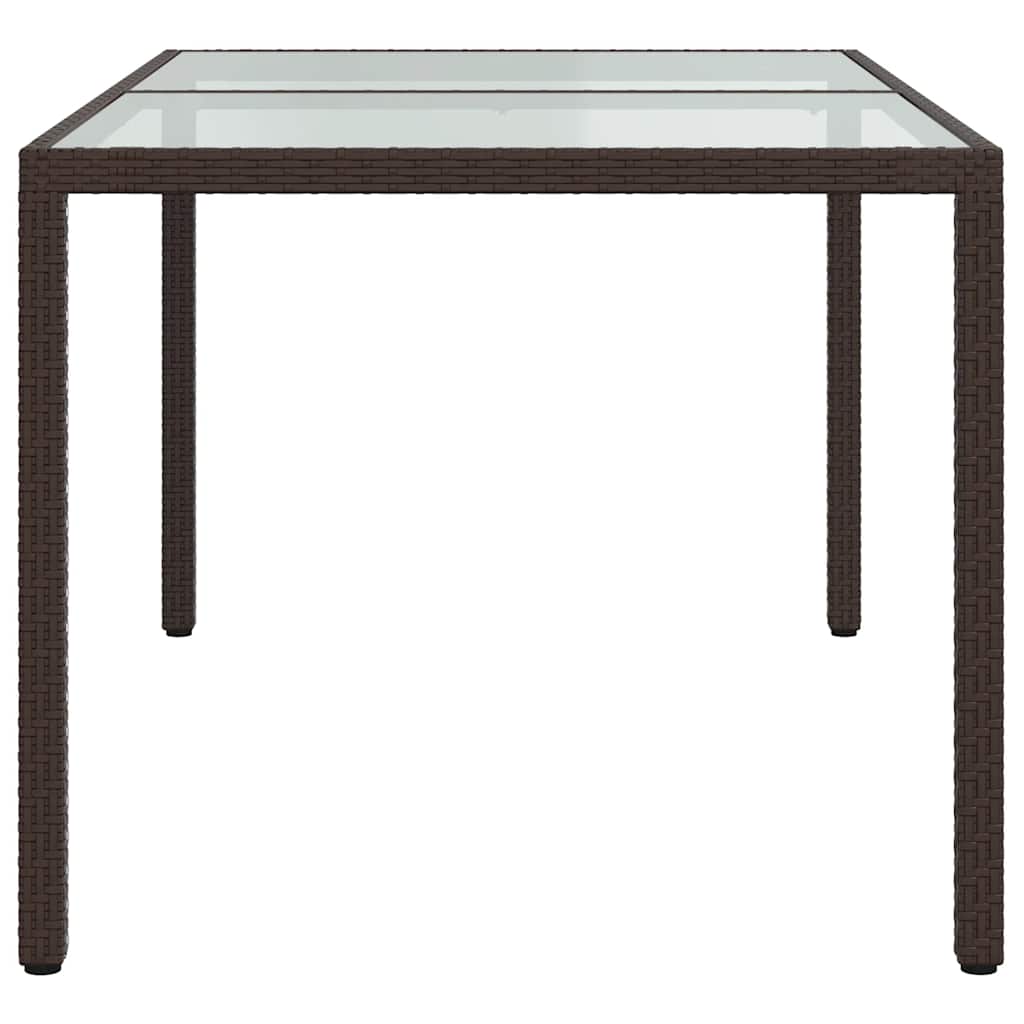 havebord 150x90x75 cm hærdet glas og polyrattan brun