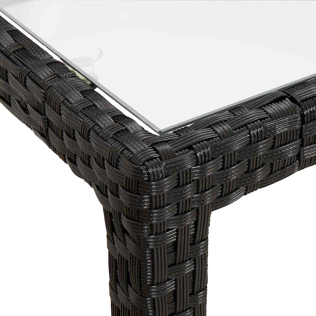 havebord 150x90x75 cm hærdet glas og polyrattan sort