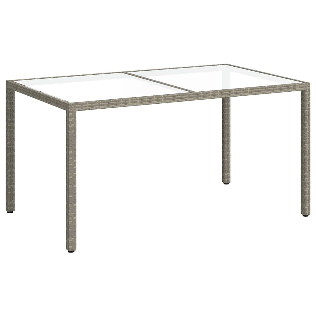 havebord 150x90x75 cm hærdet glas og polyrattan grå