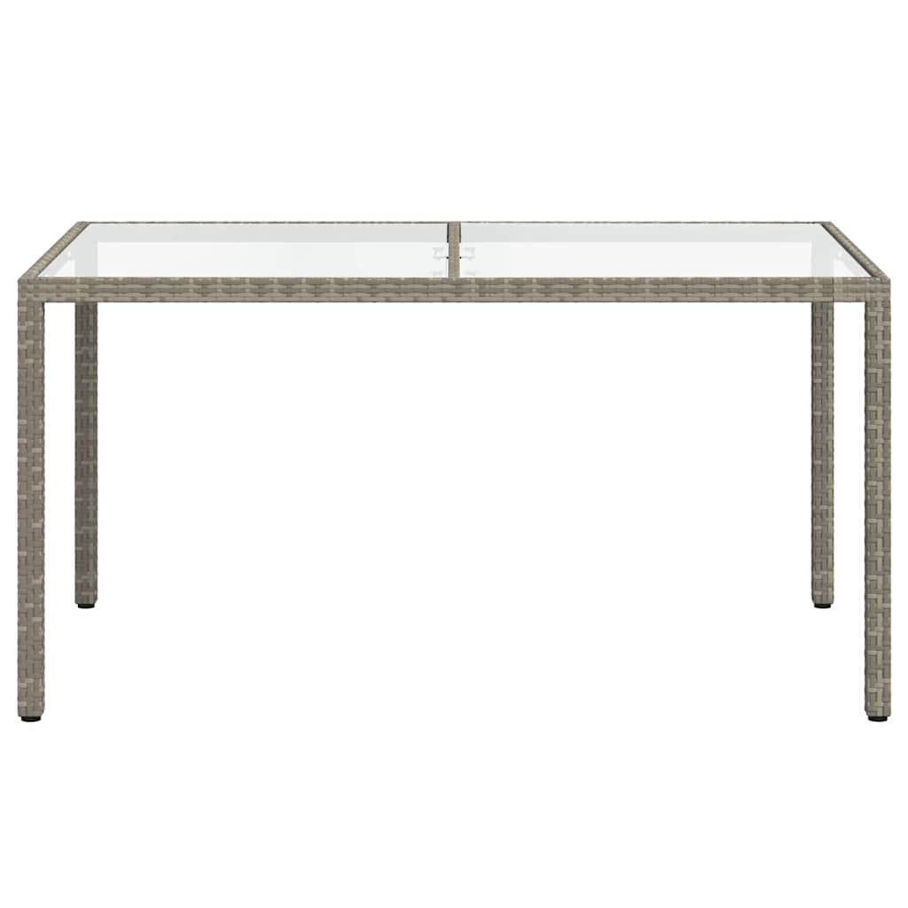 havebord 150x90x75 cm hærdet glas og polyrattan grå