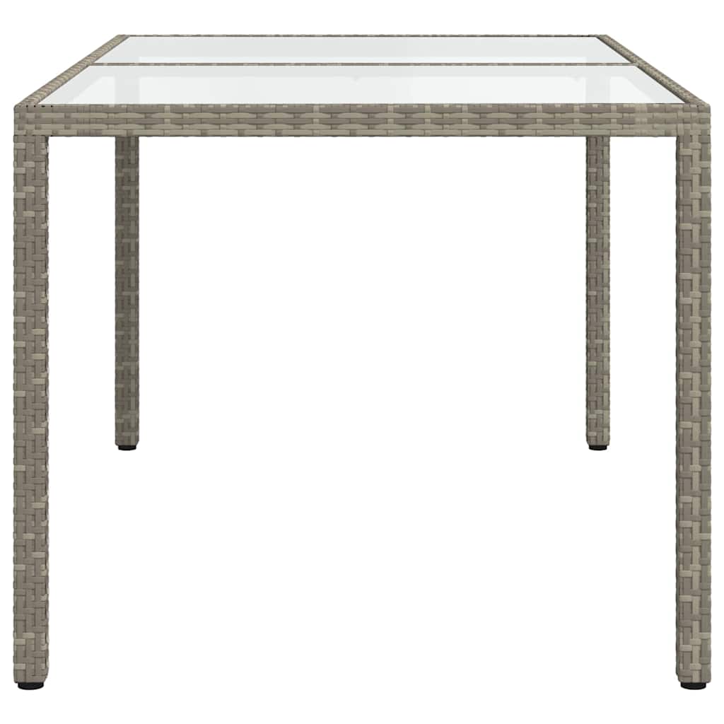 havebord 150x90x75 cm hærdet glas og polyrattan grå