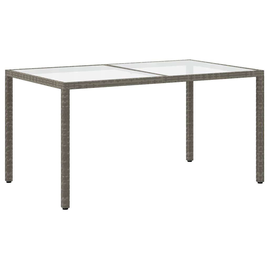 havebord 150x90x75 cm hærdet glas og polyrattan grå
