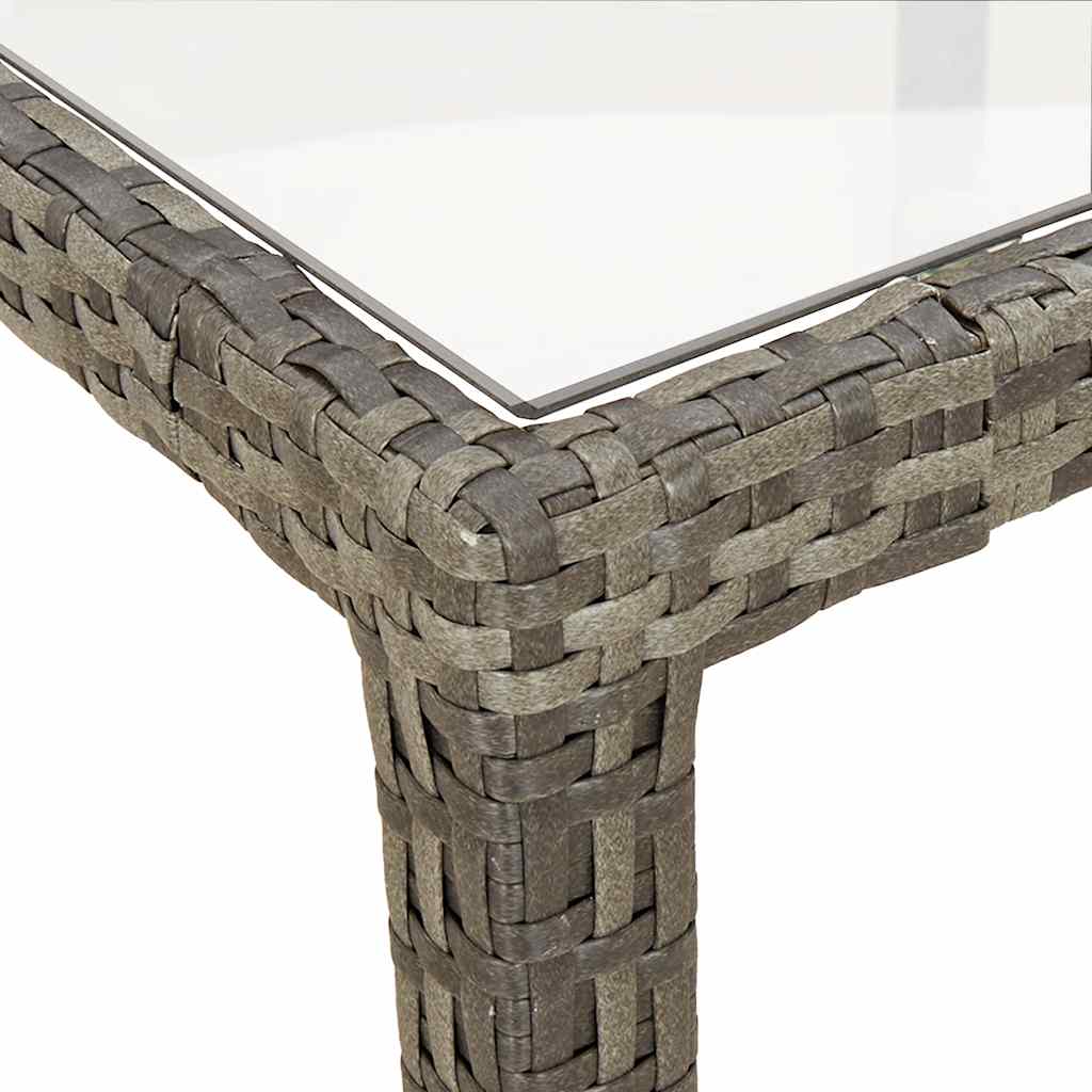 havebord 150x90x75 cm hærdet glas og polyrattan grå