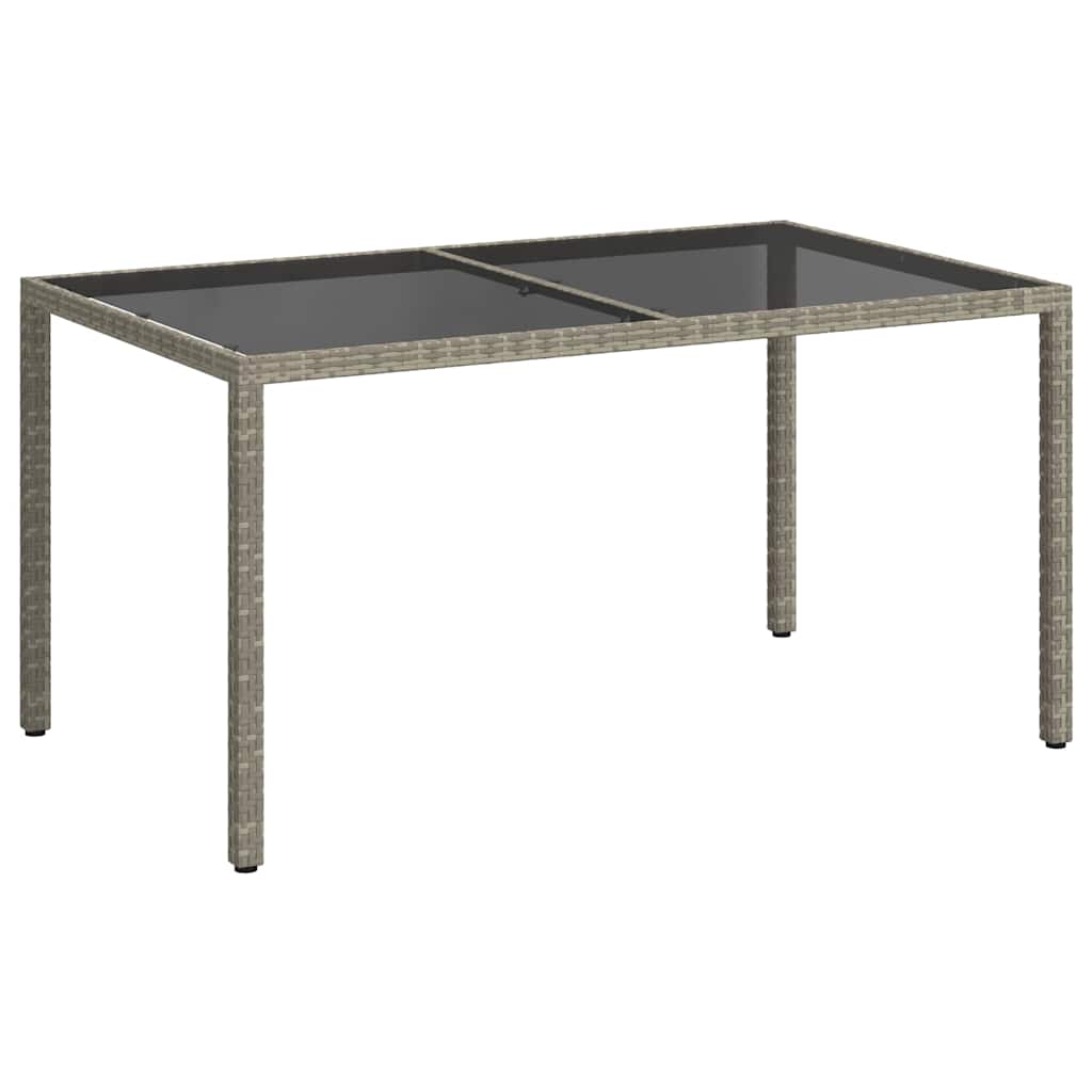 havebord 150x90x75 cm hærdet glas og polyrattan grå