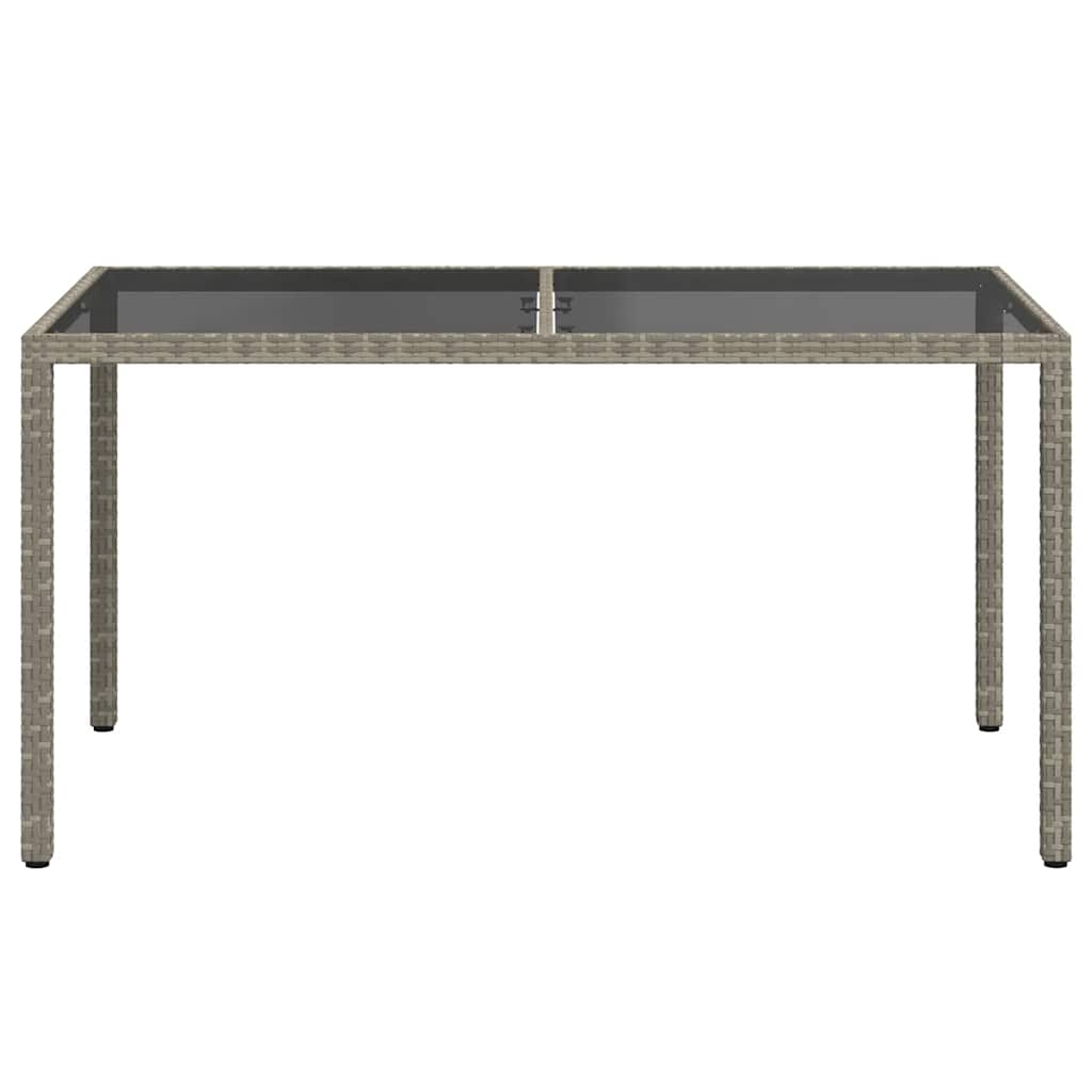 havebord 150x90x75 cm hærdet glas og polyrattan grå