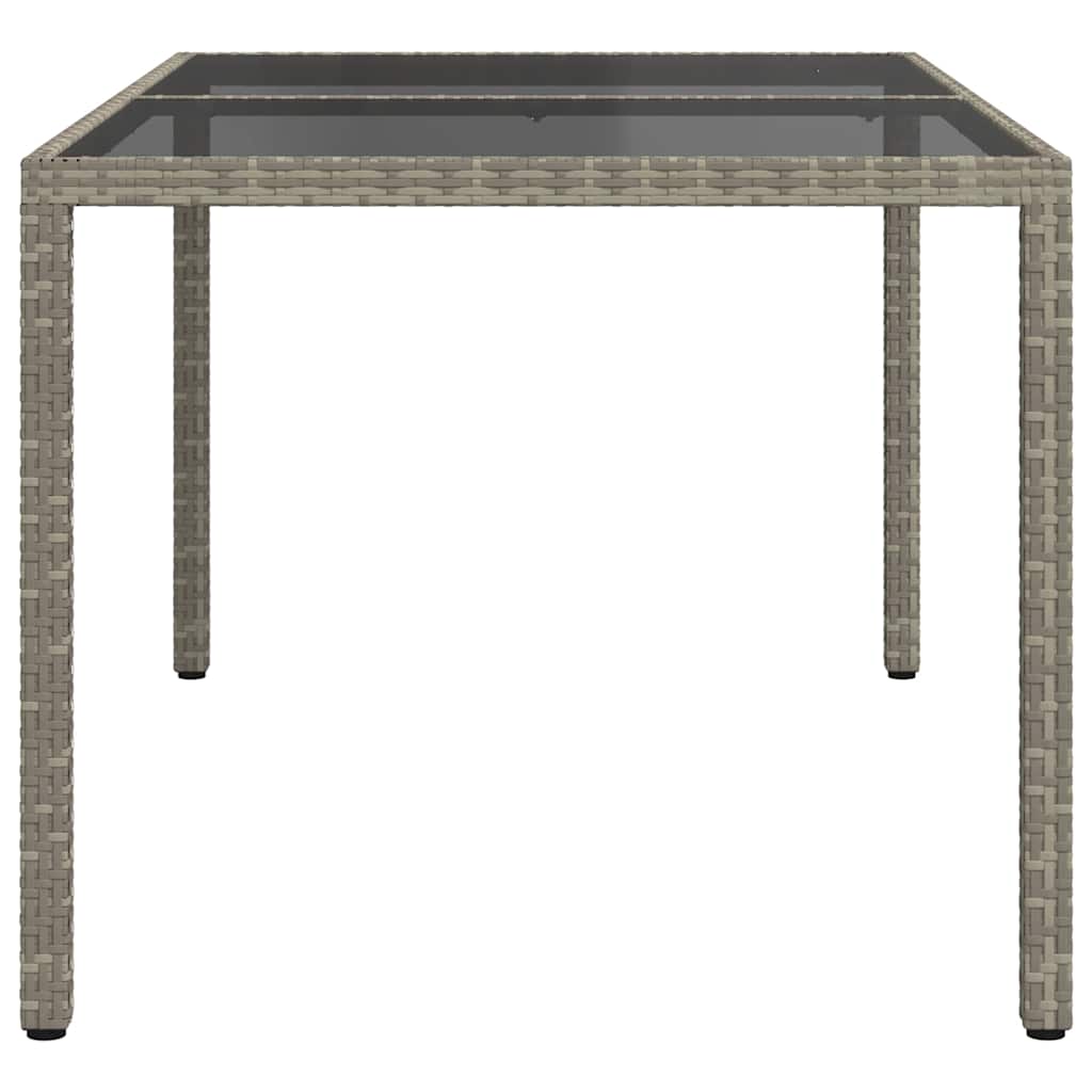 havebord 150x90x75 cm hærdet glas og polyrattan grå