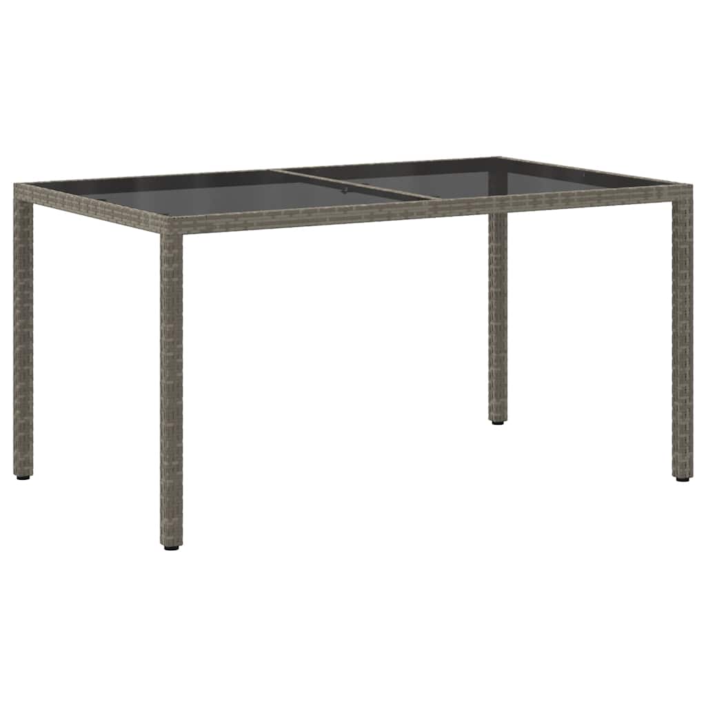 havebord 150x90x75 cm hærdet glas og polyrattan grå