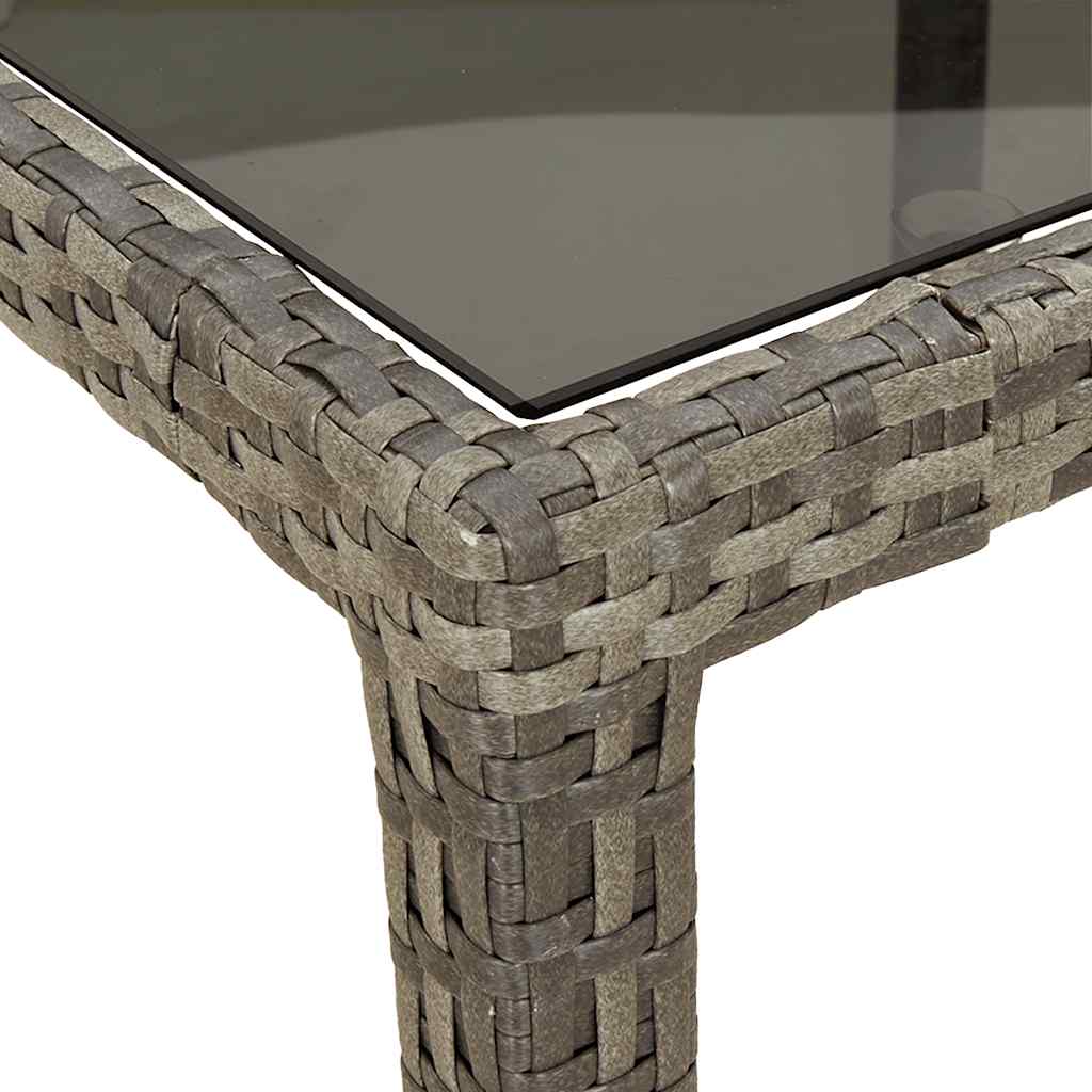 havebord 150x90x75 cm hærdet glas og polyrattan grå
