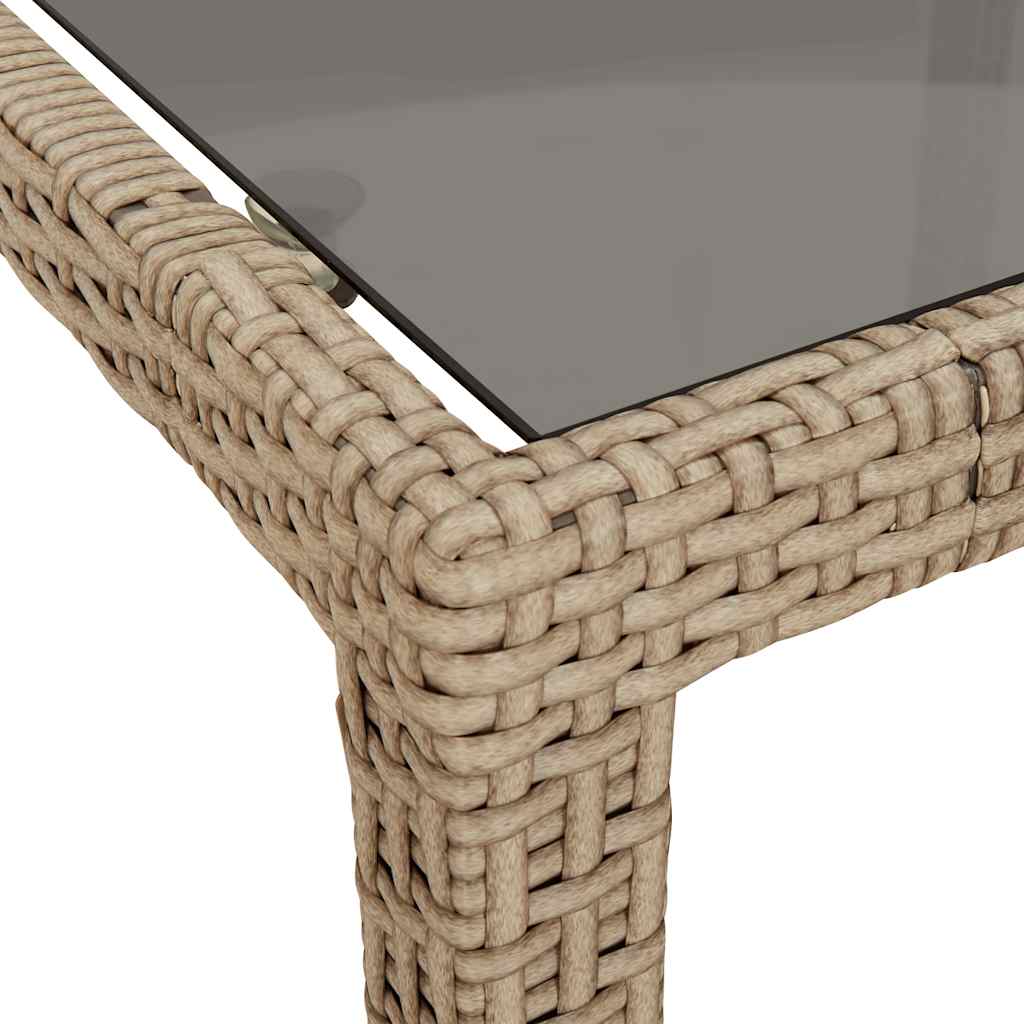 havebord 150x90x75 cm hærdet glas og polyrattan beige