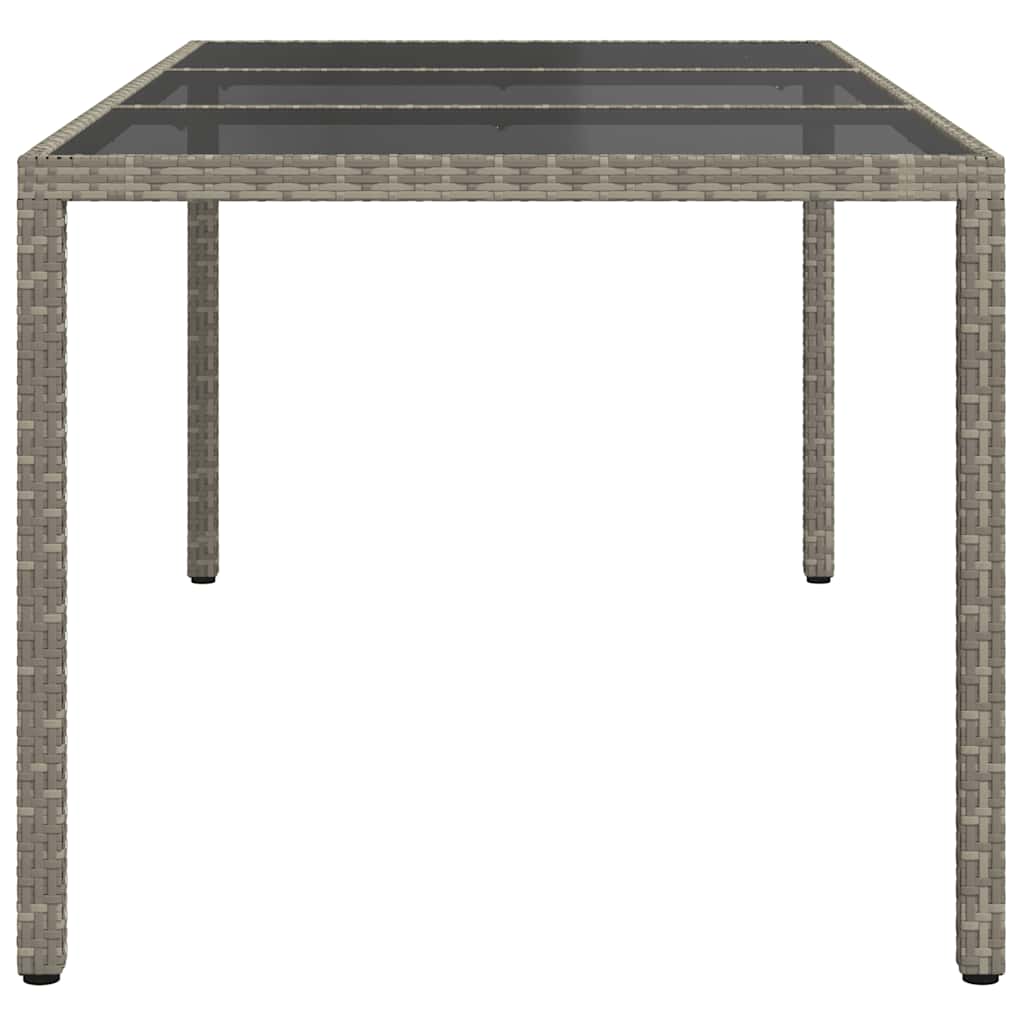 havebord 190x90x75 cm hærdet glas og polyrattan grå