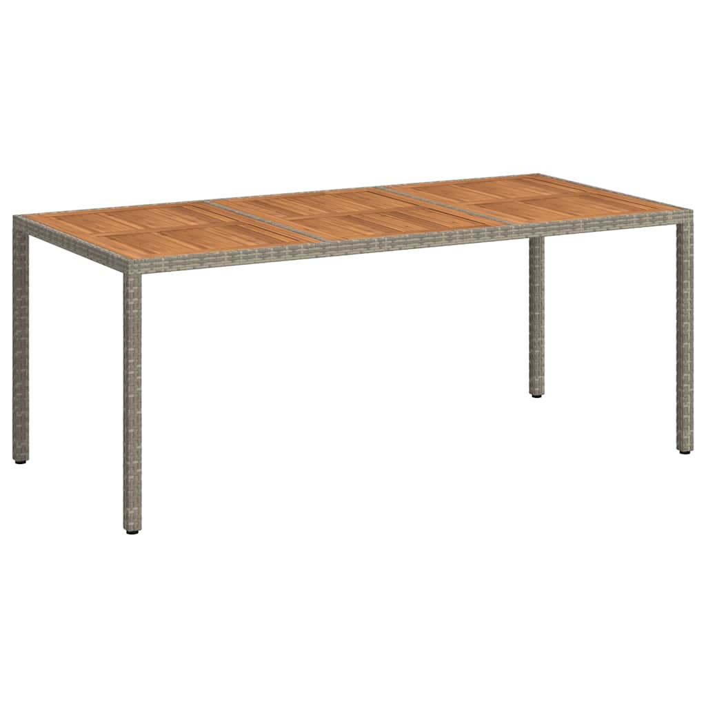 havebord 190x90x75 cm polyrattan og akacietræ grå