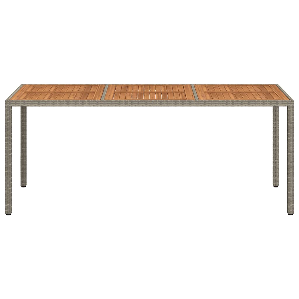 havebord 190x90x75 cm polyrattan og akacietræ grå
