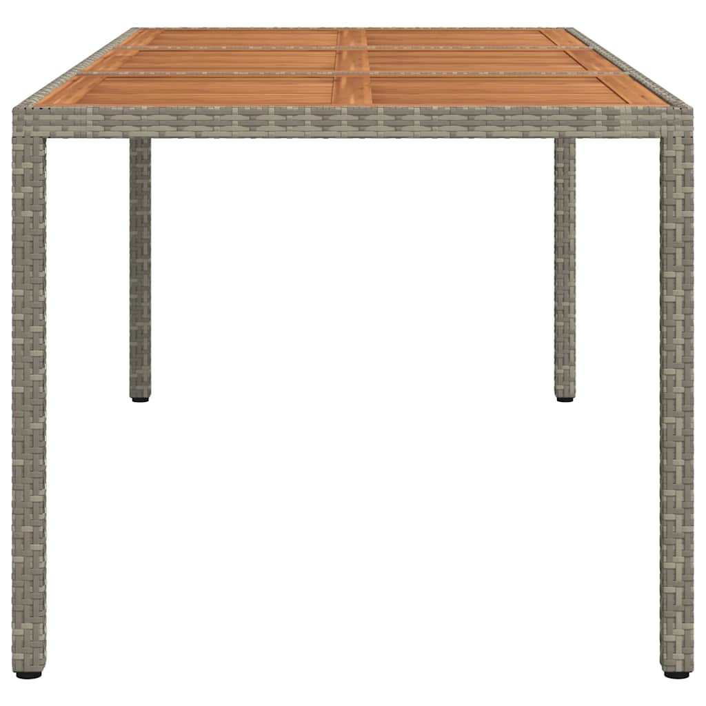havebord 190x90x75 cm polyrattan og akacietræ grå