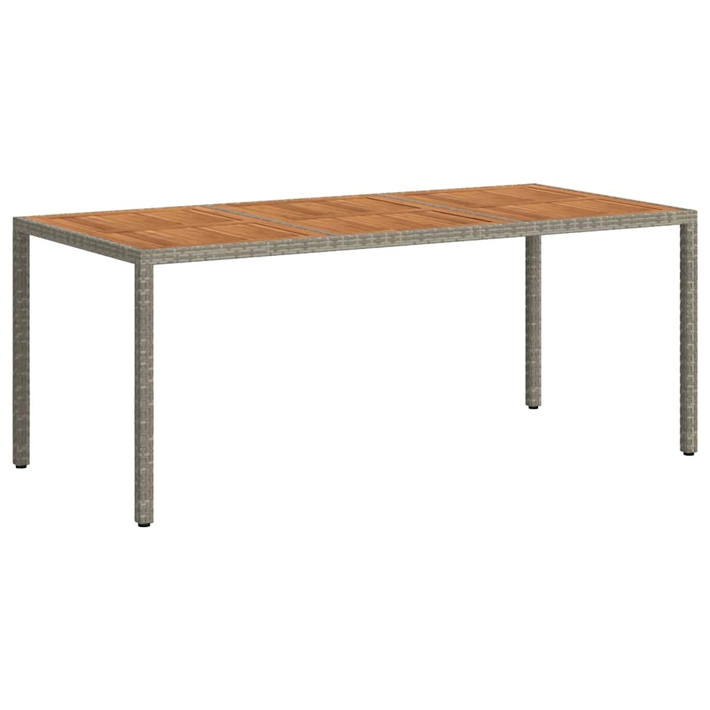 havebord 190x90x75 cm polyrattan og akacietræ grå